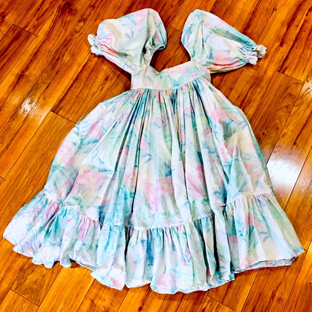 SELKIE poofy mumu pastel water color dress vintage style cottage core sm…
